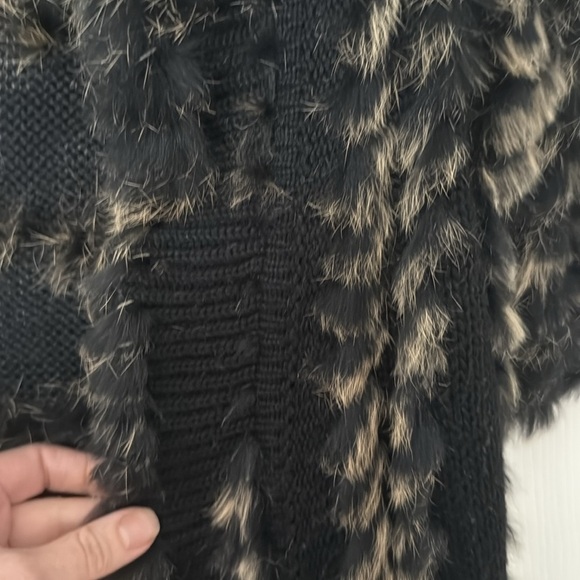 VINTAGE Black and Brown rabbit Fur Vest Fantazia szM - Picture 4 of 7